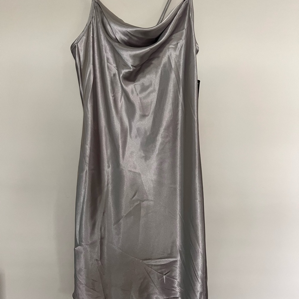 Elegant Platinum Bebe Satin Slip Dress NWT Size M Medium